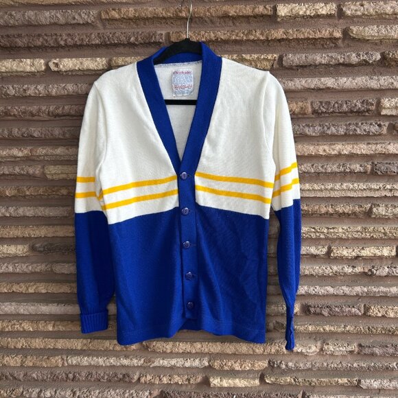 Vintage 70s Spirit Leaders Cheerleader Knit Varsity Cardigan Sweater - Picture 6 of 7